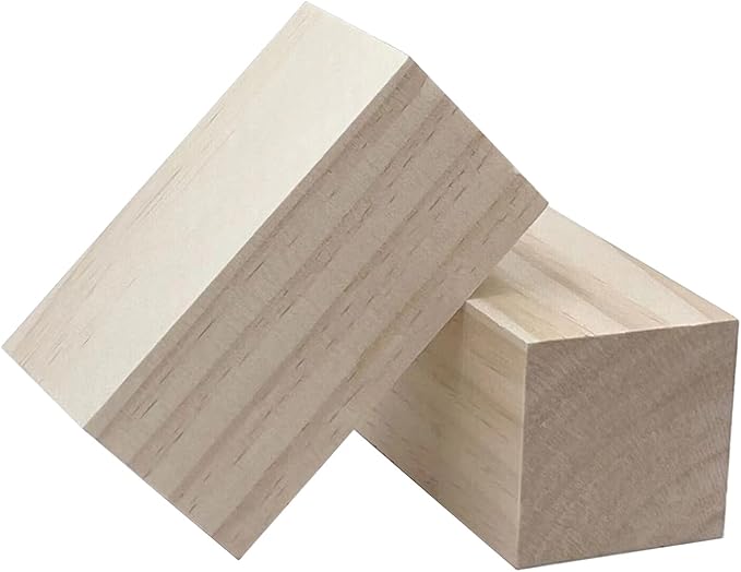 4 Inch Wood for Carving, 4 PCS Unfinished Wood Craft Cubes, Rectangular Wooden Blocks for DIY Carving, Large Unfinished Whittling Wood Blank Blocks for Kids or Adults (4×2×2Inch)