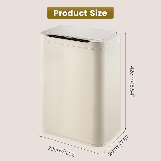 ELPHECO Stainless Steel Office Trash Can Motion Sensor Garbage Can Touchless Smart Trash Can Automatic Waste Bin for Kitchen, Office, Bathroom (Cream Beige, 5.5 Gallons)