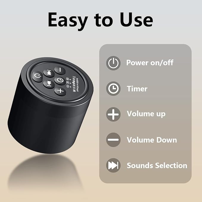 Portable Sound Machine Mini White Noise Machine with 30 Soothing Sounds for Newborn Kids Adults Rechargeable Sleep Brown Noise Machine with 4 Timers Memory Function for Travel Camping Home and Office