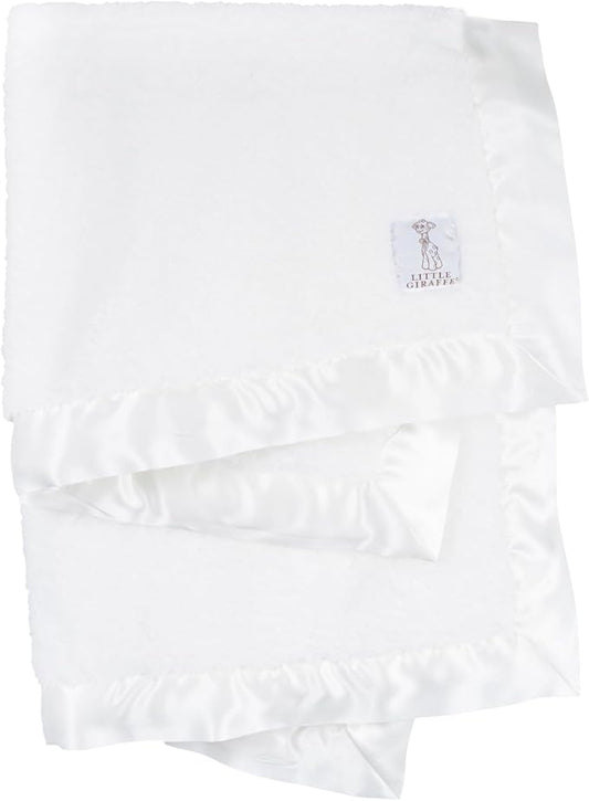 Little Giraffe Chenille Baby Blanket – 29x35” Soft Chenille with Satin Trim, White - Ultra-Soft, Gentle & Safe, Lightweight & Breathable - Ideal for Newborns & Toddlers