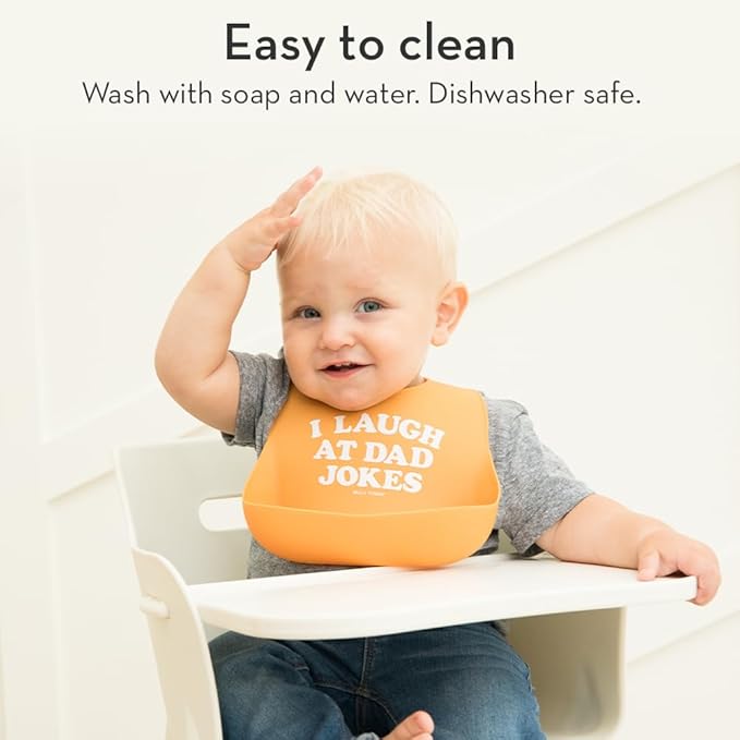 Bella Tunno Baby Bib for Eating, Waterproof Silicone Bib with Large Food Catcher, Adjustable Fit for Babies 4-12 months & Toddlers 1-3 Years, Boys & Girls, F Is For Foodie