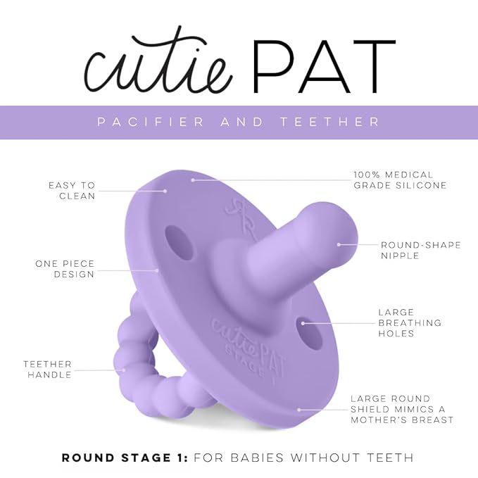 Ryan & Rose Cutie PAT Pacifier Teether (Stage 1, Orchid)