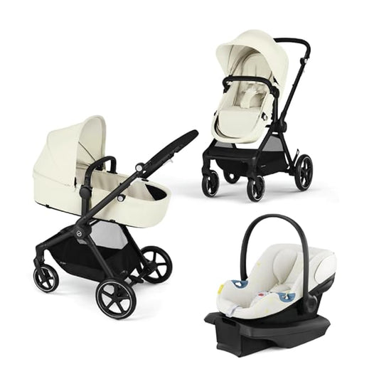 Cybex EOS 5-in-1 Travel System Stroller + Lightweight Aton G Infant Car Seat, Seashell Beige