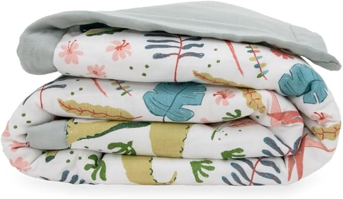 Little Unicorn Lofty Comforter Blanket | Super Soft & Breathable Muslin Fabric| Great for Play & Bedtime Blanket (Boho Dino)