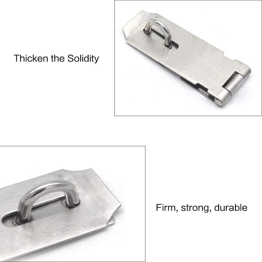 Door Locks Hasp Latch, 3 Inch Stainless Steel Safety Packlock Clasp Hasp Lock Latch, Extra Thick Door Gate Lock Hasp with Screws Brushed Finish 2 Pack