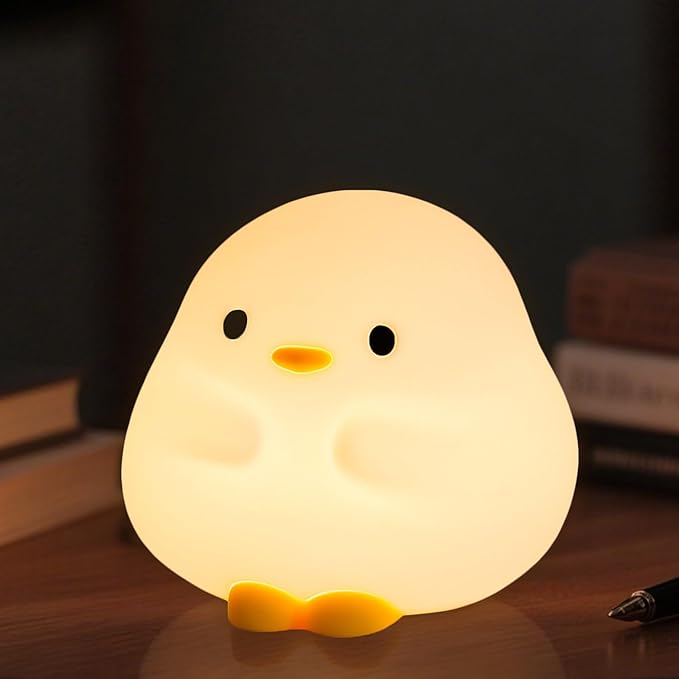 Cute DuDu Duck Night Light, Silicone Duck Lamp Light, Squishy Led Lamp, Rechargeable Dimmable Animal Nightlight with 30 Minutes Timer & Touch Control for Bedroom Living Room Gift Decor
