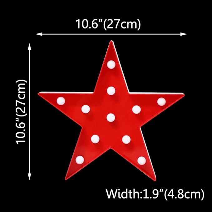LED Marquee Star Signs Night Lights, Battery Operated Star Shaped Desk Table Lamp for Kids, Baby, Child, Girl Gift, Nursery Room, Wall Decor-Star(Red)