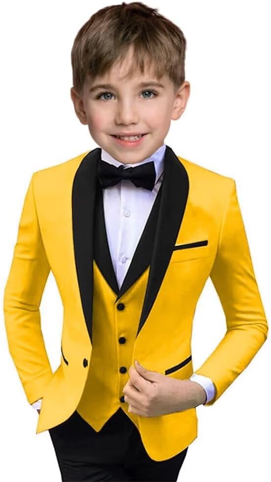 Boys Suit 3 Piece Ring Bearer Suit Kids Formal Jacket Vest Pants Suits Wedding Outfit for Party Prom Tuxedo