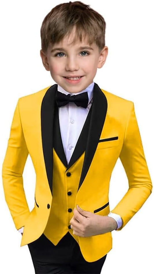 Boys Suit 3 Piece Ring Bearer Suit Kids Formal Jacket Vest Pants Suits Wedding Outfit for Party Prom Tuxedo