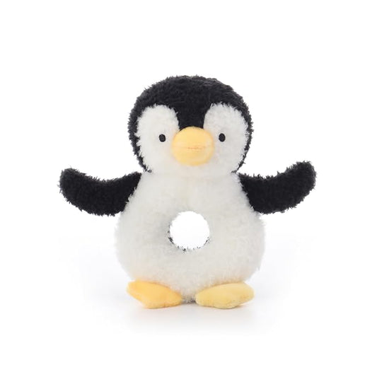 Apricot Lamb Baby Lovey Penguin Soft Rattle Toy, Plush Stuffed Animal for Newborn Soft Over 0 Months (Black Penguin, 6 Inches)