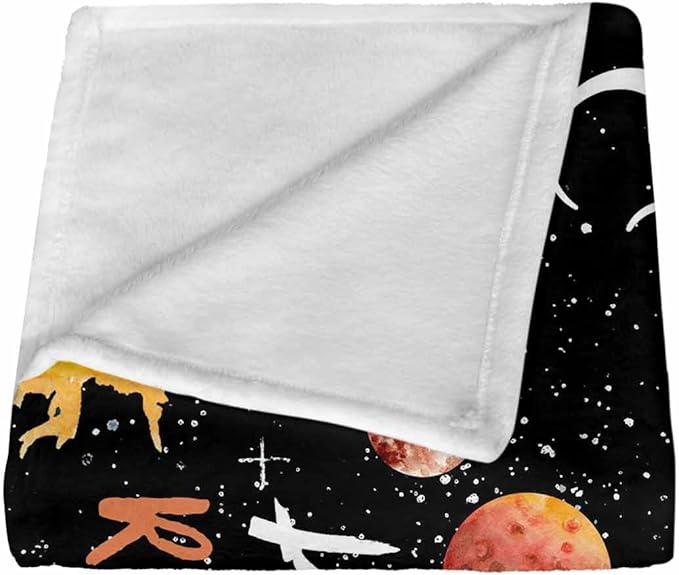 Personalized Baby Blanket with Name for Boys Girls, Custom Name Blankets for Kids Adults Planet Text Pattern Customized Throw Blanket for Newborn, New Mom, Baby Girl Boy, Daughter Son Niece Nephew
