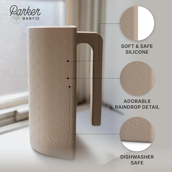 Parker Baby Bath Rinse Cup | BPA Free, Dishwasher Safe & Food Grade Bath Cup for Rinsing Hair | Holds 18oz | Quick-Dry, Sturdy & Perfect Size Baby Water Pourer in Neutral Colors