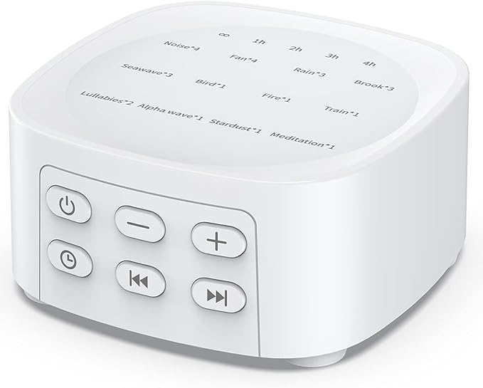 Sleepbox Sleep White Noise Sound Machines with 25 Soothing Sounds 36 Volume Levels 5 Timers Visible Sound Catalog Portable Size Memory Function for Home Office and Travel