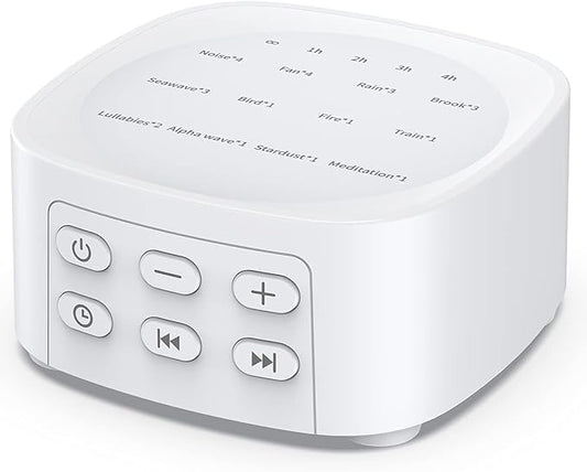 Sleepbox Sleep White Noise Sound Machines with 25 Soothing Sounds 36 Volume Levels 5 Timers Visible Sound Catalog Portable Size Memory Function for Home Office and Travel