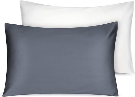 Soft Organic Cotton Toddler Pillowcases 14 X 20 Inches, Fit 13 X 18, 14 X 19 Pillows, Smooth Pearl Cotton Baby Pillowcases with Envelope Closure, Dark Grey and Ivory, Set of 2