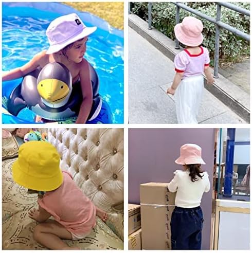 Kids Sun Hat Smile Face Bucket Hat for Girls Boys Summer Sun Protection Cotton Unisex Beach Cap