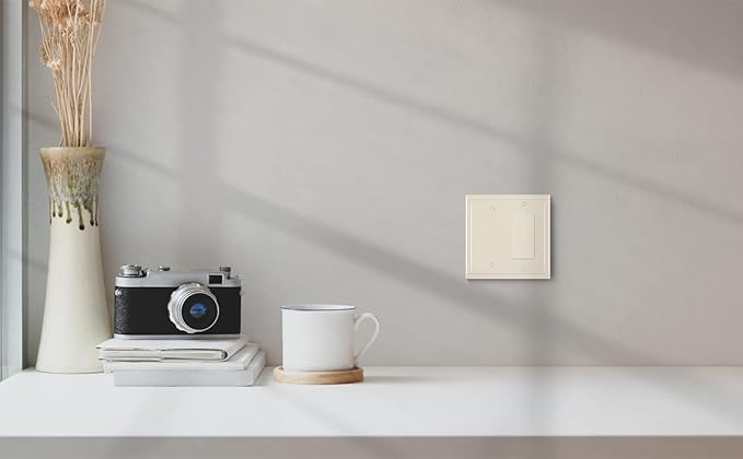 Henne Bery Modern Edge Decorative Wall Plate Switch Plate Outlet Cover, Durable Solid Zinc Alloy (Blank/Decorator, Light Almond)