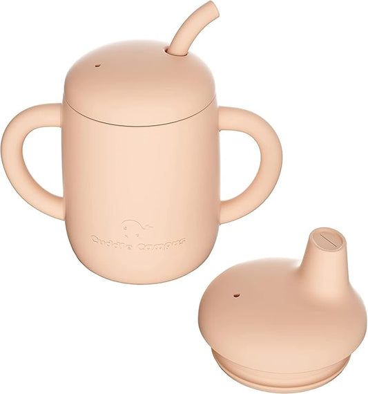 Cuddle Campus Sippy Cups 7OZ, [4 in 1] Baby Cups, Shatterproof Silicone Straw Cup,Open Cup for 6M, 6M+,6-12 Months,1/1+ Year Old Baby,Toddler