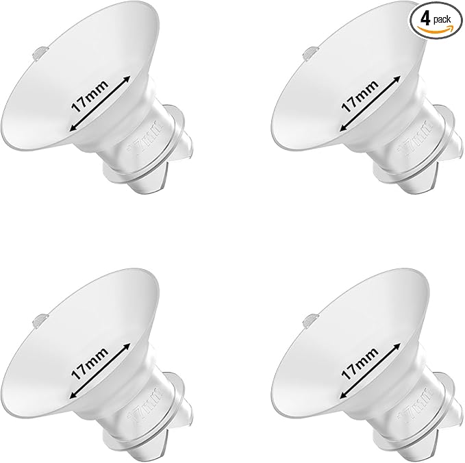Upgraded Flange Inserts 17mm for 24mm Flange/Shield of Most Pumps Compatible with Momcozy/Medela/Spectra/eufy/Elvie/Lansinoh/TSRETE/Paru Breast Pump, Reduce 24mm Nipple Tunnel Down to 17mm, 4PCS