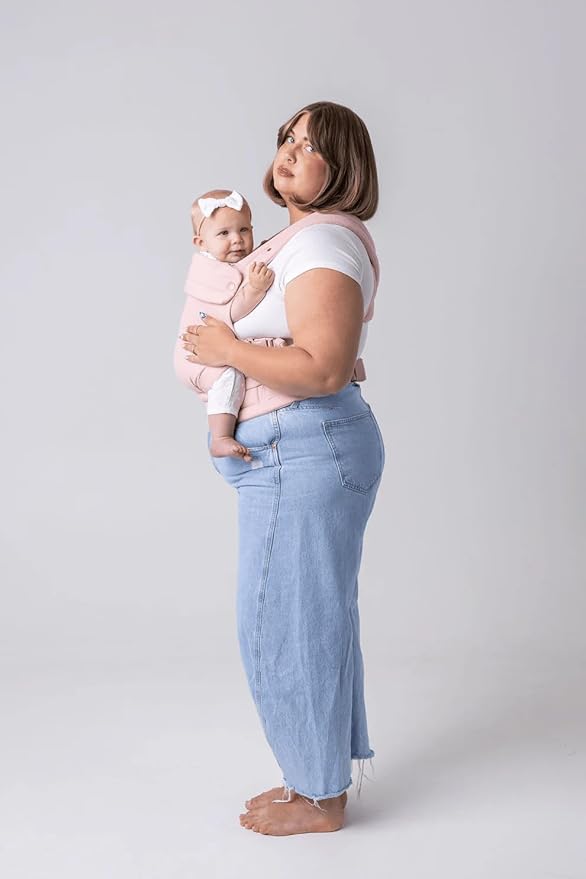 Mabē Monarch Ergonomic Baby Carrier – Premium Cotton Soft Structured Newborn to Toddler Carrier with Hip-Healthy Design, 3 Carry Positions (7-35lbs), Lightweight & Breathable, (Blush Dawn)
