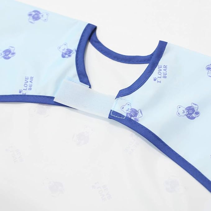 Short Sleeve Waterproof Bib for Toddlers – Feeding Apron for Mealtime, Daycare, Self-Feeding & Messy Play, Baby Bib