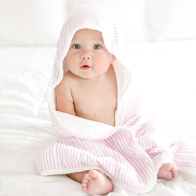 Bamboo Viscose Baby Hooded Towel & Washcloth Set for Babies and Toddlers, Soft & Absorbent, 70% Viscose from Bamboo, 30% Cotton Muslin - Imported (Purple)