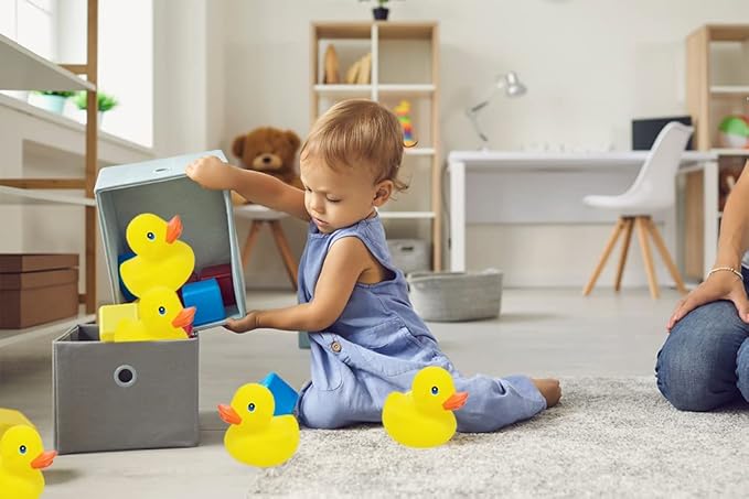 Yellow Rubber Duck Toy Duckies for Kids, Bath Birthday Gifts Baby Showers Classroom Incentives, Summer Beach and Pool Activity, 3" Inch (2-Pack)