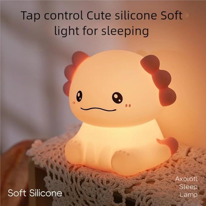 Axolotl Night Light, Cute Axolotl Lamp Gift, LED Animal Silicone Night Light Cute Room Decoration for Girls and Boys