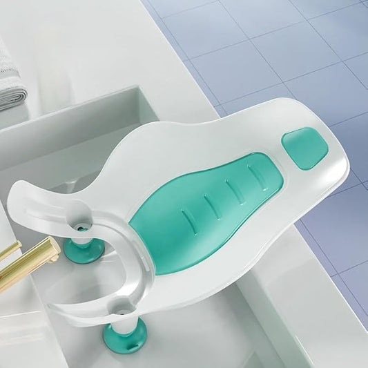 VBESTLIFE Clean Rinse Baby Bather, Folding Portable Washing Infant Lying Bather for Boy Girl, Multifunction Quick Dry Bath Support for Use on Counter Sink Bathtub Summer (Mint Green)