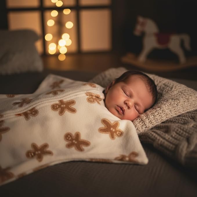 SleepingBaby Zipadee-Zip Transition Swaddle - Cozy Fleece Wearable Blanket with Two-Way Zipper for Baby Sleep - Cookies, X-Small (3-6 Month)