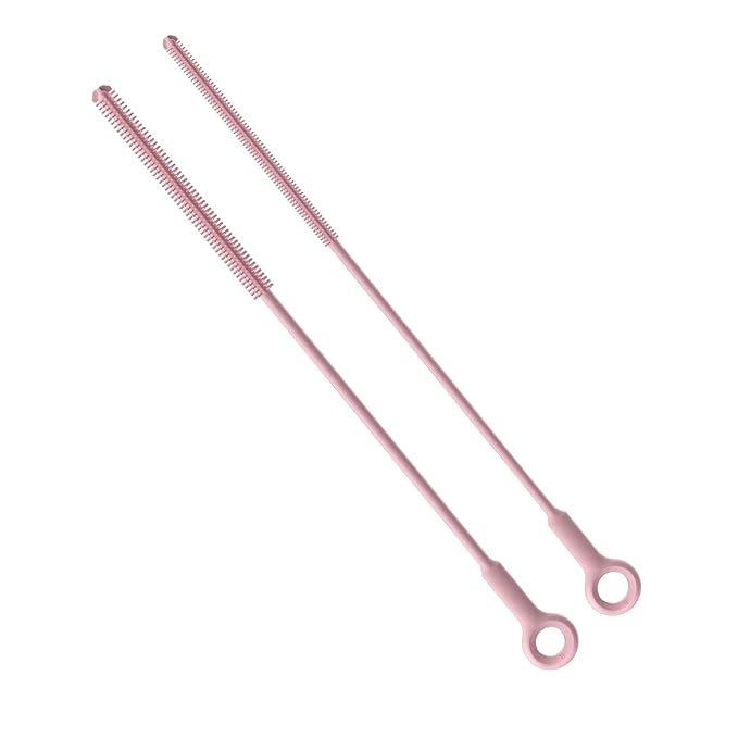 Reusable Silicone Straw Cleaner Brush Set, 2-Pack Extra Long Straw Cleaning Brush for Metal Glass Water Bottle Drinking Straws, Flexible&Bendable Design, Dishwasher Safe, 6mm & 8mm Diameter