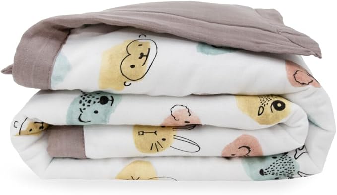 Little Unicorn Lofty Comforter Blanket | Super Soft & Breathable Muslin Fabric| Great for Play & Bedtime Blanket (Watercolor Critters)