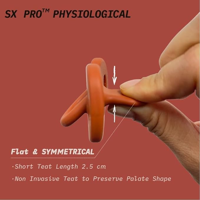 Color Essence SX PRO Silicone Baby Pacifier 1Pk, Made with 100% Soft Silicone, Baby Essentials Perfect for Breastfeeding Babies, Designed in Spain, 6-18 Mths, Sunset Orange