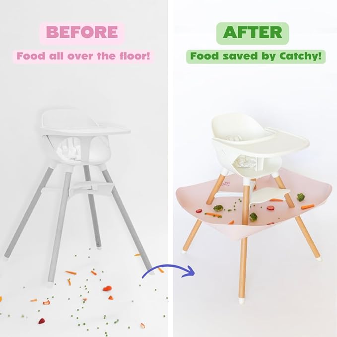 CATCHY -Food Catcher- Compatible with Lalo The Chair High Chair +11 Other High Chairs -Highchair Sold Separately- Baby & Toddler Food & Mess Catcher -Premium Linen Inspired- Under High Chair Accessory