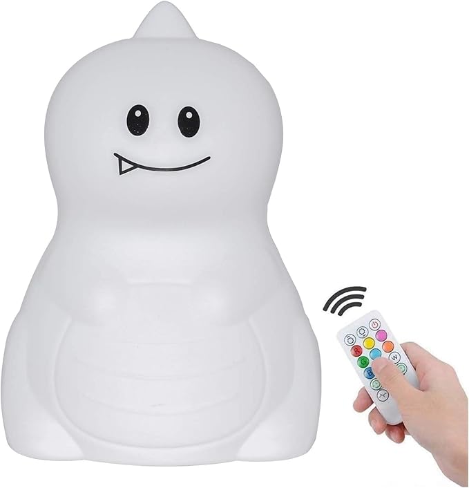 Night Light, Bedside Lamp, Baby Nursery Lamp for Breastfeeding Safe, Break Resistant, Eye Caring, Adjustable Brightness & Color, Timing Function, Remote Control + Touch Control - Dinosaur