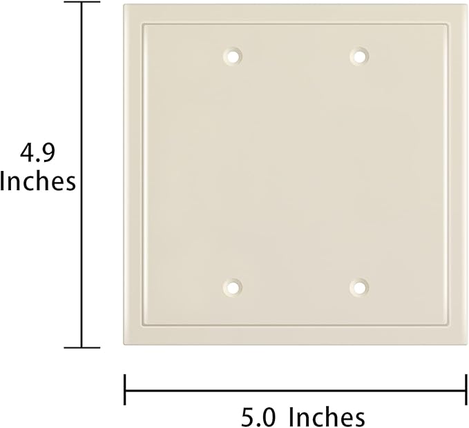 Henne Bery Modern Edge Decorative Wall Plate Switch Plate Outlet Cover, Durable Solid Zinc Alloy (Double Blank, Light Almond)