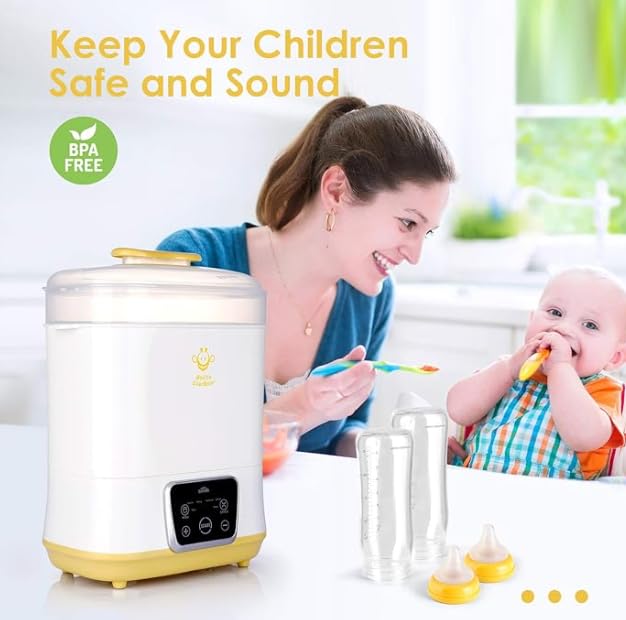 6-in-1 Electric Bottle Sterilizer and Dryer, Use as Baby Bottle Warmer, Defrost, Heat Food & Sanitizer Machine, Temperature & Time Setting up to 12 hours, Newborn Baby Essentials Sterilization Machine