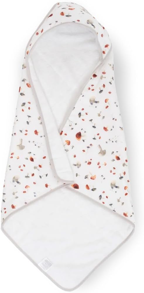 Little Unicorn Premium Infant Hooded Bath Towel| Soft & Absorbent Cotton & Terry Fabric for Newborns (Mushrooms)