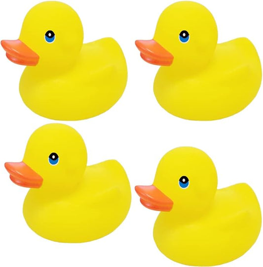 Yellow Rubber Duck Toy Duckies for Kids, Bath Birthday Gifts Baby Showers Classroom Incentives, Summer Beach and Pool Activity, 3.5" Inch (4-Pack)