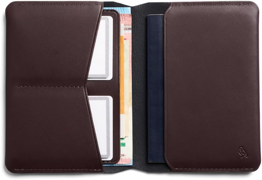 Bellroy Passport Cover (slimline travel wallet/pouch with card slots and space for cash plus travel documents) - DeepPlum