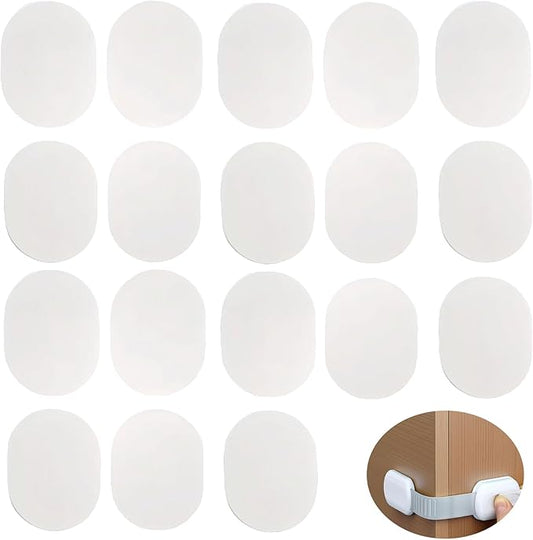 32 PCS Baby Lock Adhesive Pads, Strong & Removable Clear Sticky Replacement Pads Compatible with Most Baby Safety Cabinet Locks, Double-Sided Adhesive Pads for Drawer, Door, Fridge, Toilet