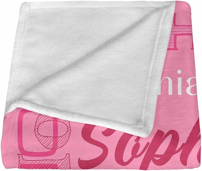 Ship Next Day, Custom Baby Blanket with Name for Girls Boys, Personalized Name Blankets- Printed in USA, Customized Flannel Blankets for Kids Teens, Christmas Birthday Blanket Gifts for Daughter Son