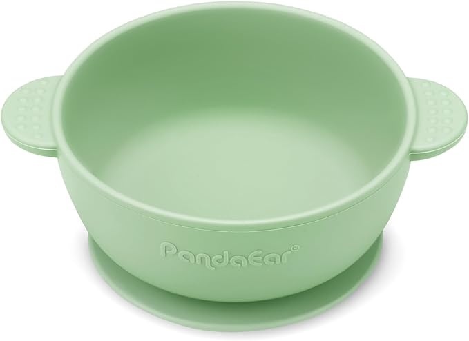 PandaEar 3 Pack Baby Bowls with Suction| Stay Put Silicone Food Bowl for Babies Kids Toddlers Infants| Food Grade Soft Safe BPA-Free Silicone (Pink Green Light Tan)