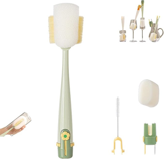 5 in 1 Bottle Cleaning Brush Set, 5‑in‑1 Multifunctional Bottle Cleaning Brush Set, Straw, Lid, Gap & Cup Brushes for Travel and Home Use (Green)