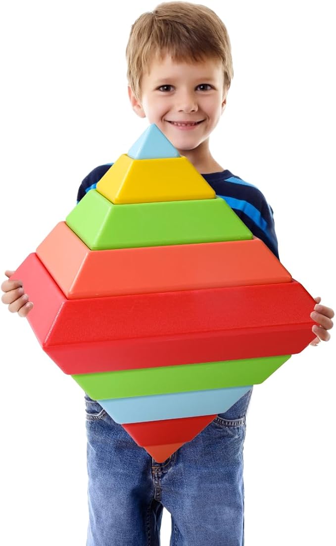 Large Building Blocks Set - 30 Giant Blocks for Stacking - Develops Hand Eye Coordination & Cognitive Skills - Ages 4-8 - Indoor & Outdoor Play