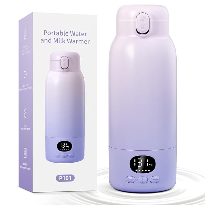 Portable Bottle Warmer 17oz Bottle Warmer for Travel, Fast Heating for Breast Milk Formula & Water, Long Battery Life &Large Capacity, Suitable for Baby Outdoor