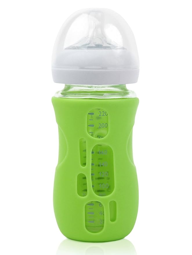 Olababy Silicone Sleeve for Avent Natural Glass Baby Bottles (8 oz, Green)