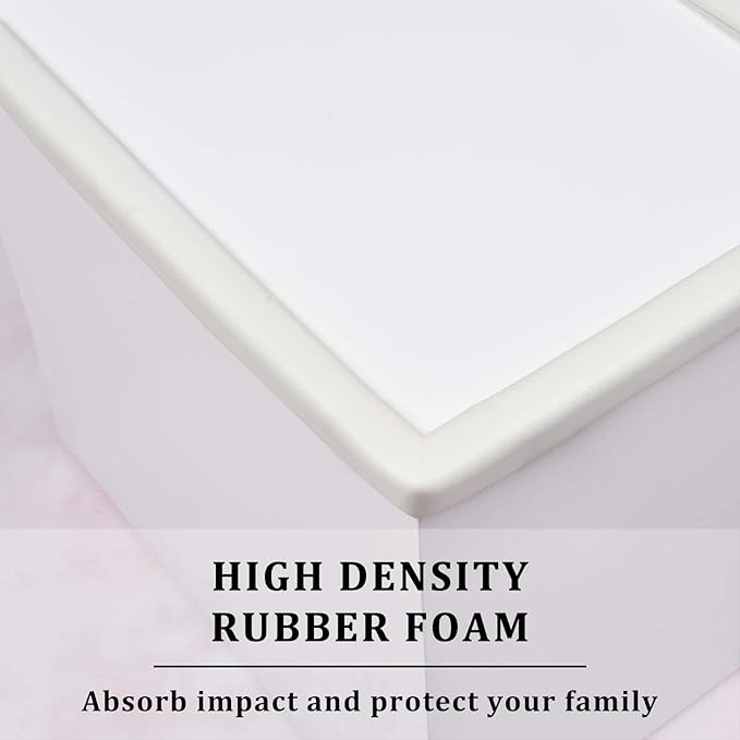 Edge Corner Protector Baby Proofing (Large 20ft Edge 8 Corners), Durable, High Density Rubber Foam, Fireplace Stair Furniture Safety Bumper Guard, 3M Double-Sided Tape, White