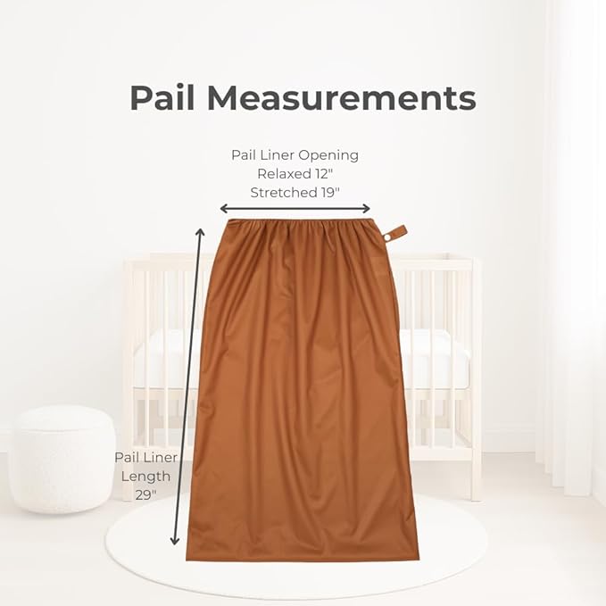 Nora's Nursery Pail Liner for Cloth Diapers - Reusable and Washable - Fits all Standard Diaper Pails - Waterproof Pail Liner with Strap for Diaper Pails, Laundry & Kitchen Garbage Cans (Desert - 2Pk)