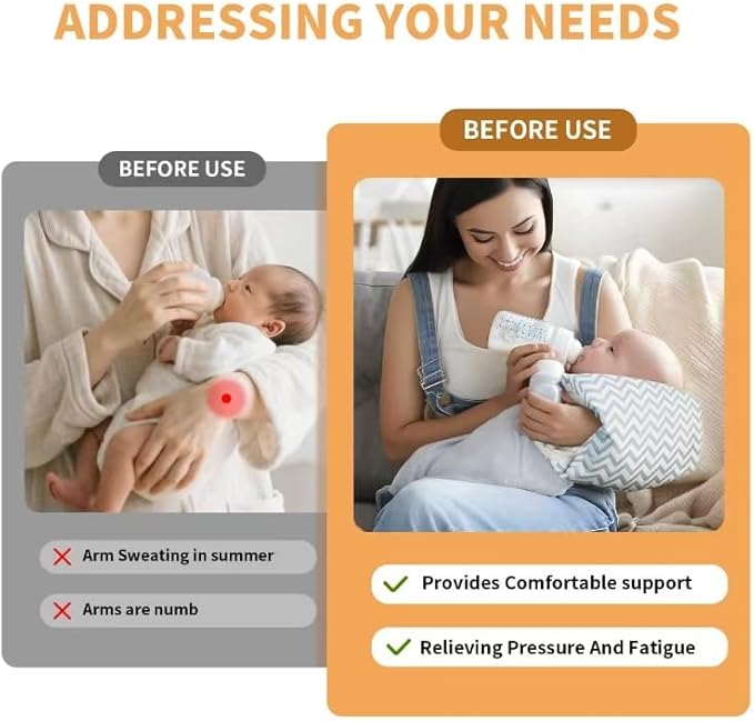 Cozy Cradle Pillow, Cozy Cradle Arm Pillow, Baby Nursing Pillow Head Support Pillow for Breastfeeding Bottle Feeding (Light Grey Crown)